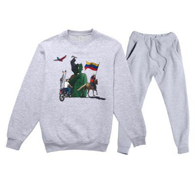 Free Venezuela Hasta El Final Abajo Cadenas Premium Crewneck Sweatsuit Set