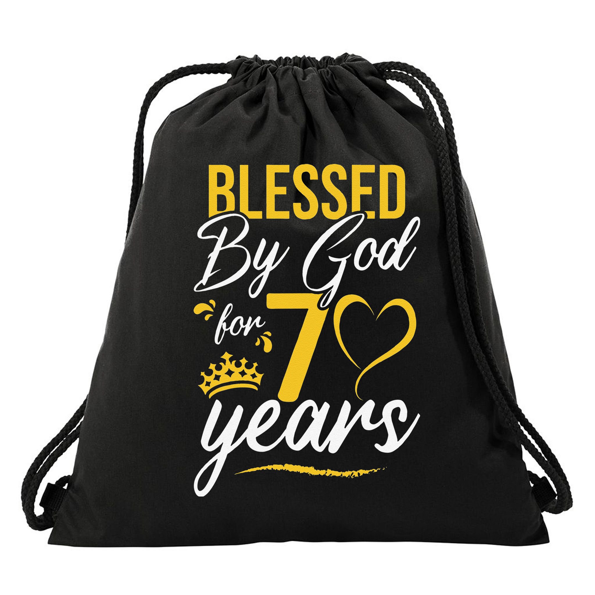 Funny Vintage Happy 70 Years Blessed By God For 70th Birthday Gift Drawstring Bag