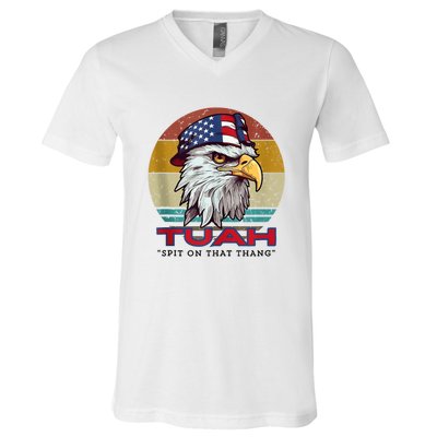 Funny Vintage Hawk Tuah Spit On That Thang Hawk Tua Gift V-Neck T-Shirt