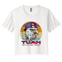 Funny Vintage Hawk Tuah Spit On That Thang Hawk Tua Gift Women's Crop Top Tee