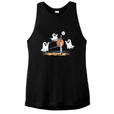 Funny Volleyball Halloween Ghostvolleyball Sports Lovers Ladies PosiCharge Tri-Blend Wicking Tank