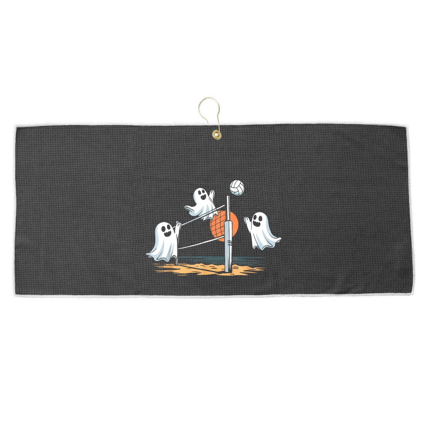 Funny Volleyball Halloween Ghostvolleyball Sports Lovers Large Microfiber Waffle Golf Towel
