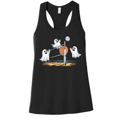 Funny Volleyball Halloween Ghostvolleyball Sports Lovers Women's Racerback Tank