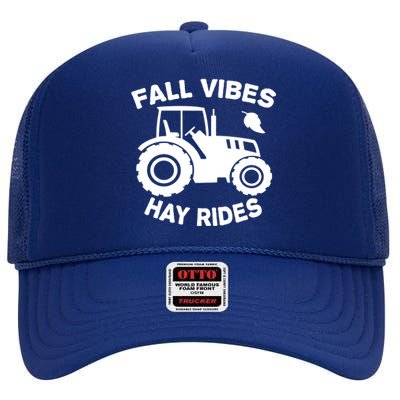 Fall Vibes Hay Rides Season High Crown Mesh Back Trucker Hat