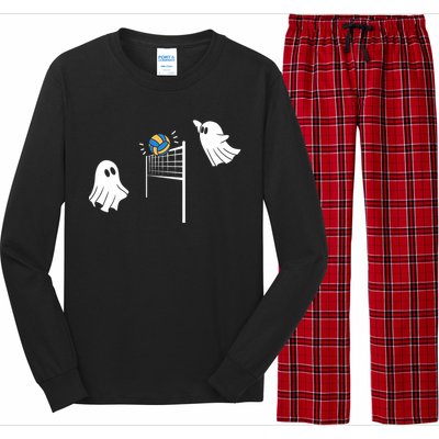 Funny Volleyball Halloween Ghost Volleyball Sports Lovers Long Sleeve Pajama Set