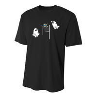 Funny Volleyball Halloween Ghost Volleyball Sports Lovers Youth Performance Sprint T-Shirt