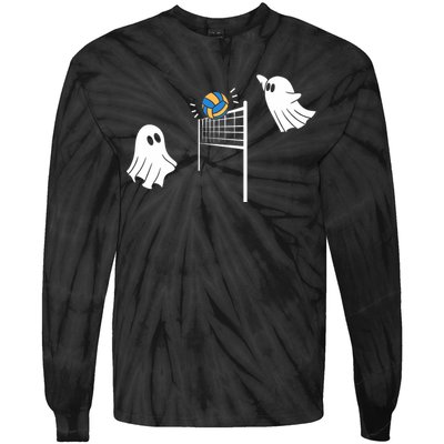 Funny Volleyball Halloween Ghost Volleyball Sports Lovers Tie-Dye Long Sleeve Shirt