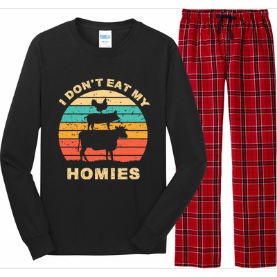 Funny Vegan I DonT Eat My Homies Vegetarian Vegan Vintage Long Sleeve Pajama Set