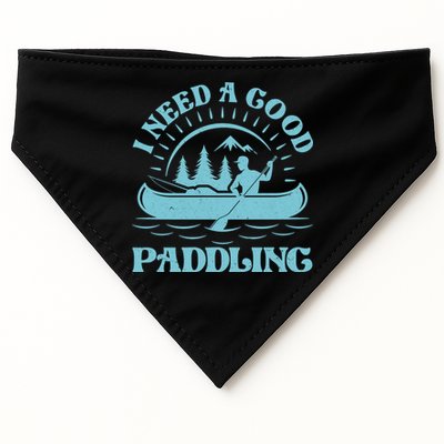 Funny Vintage I Need A Good Paddling Canoe Kayak Fan USA-Made Doggie Bandana