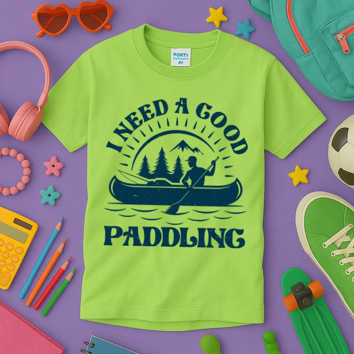 Funny Vintage I Need A Good Paddling Canoe Kayak Fan Kids T-Shirt