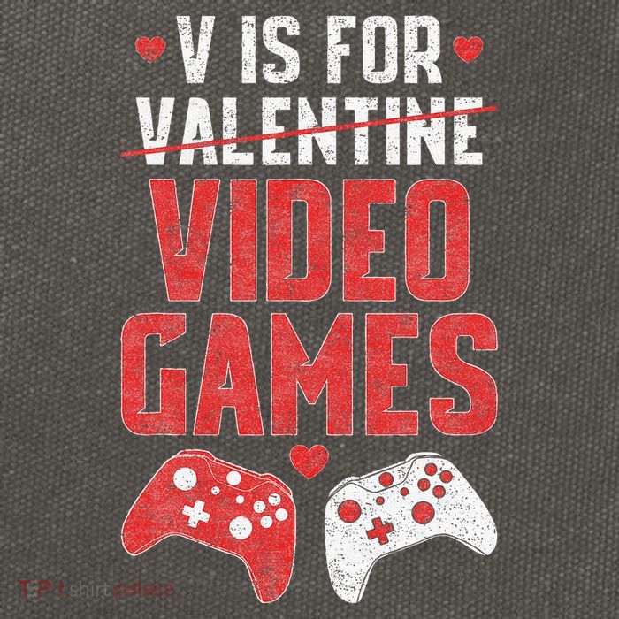 Funny V Is Video Games Valentines Day Couple Cotton Canvas Backpack
