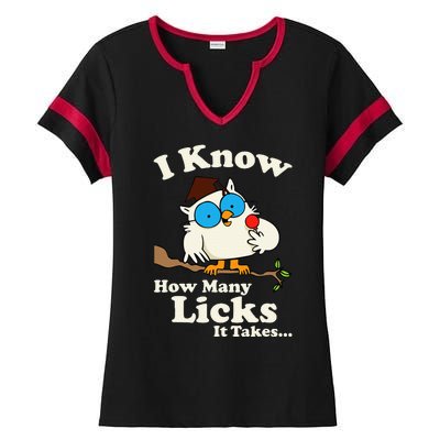 Funny Vintage I Know How Many Licks It Takes Ladies Halftime Notch Neck Tee