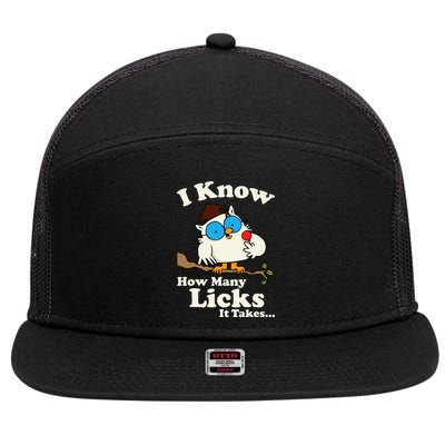 Funny Vintage I Know How Many Licks It Takes 7 Panel Mesh Trucker Snapback Hat