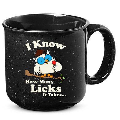 Funny Vintage I Know How Many Licks It Takes 15oz Campfire Ceramic Mug