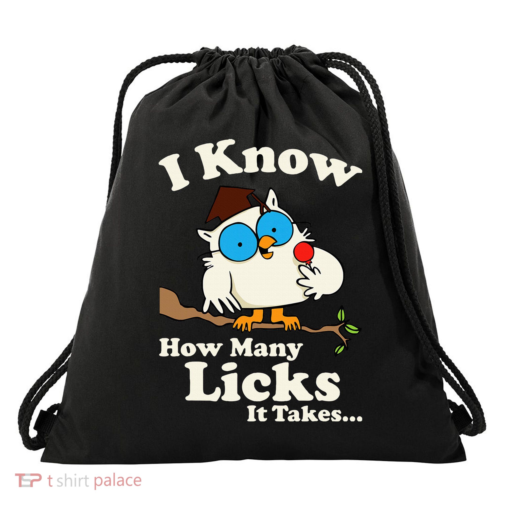 Funny Vintage I Know How Many Licks It Takes Drawstring Bag