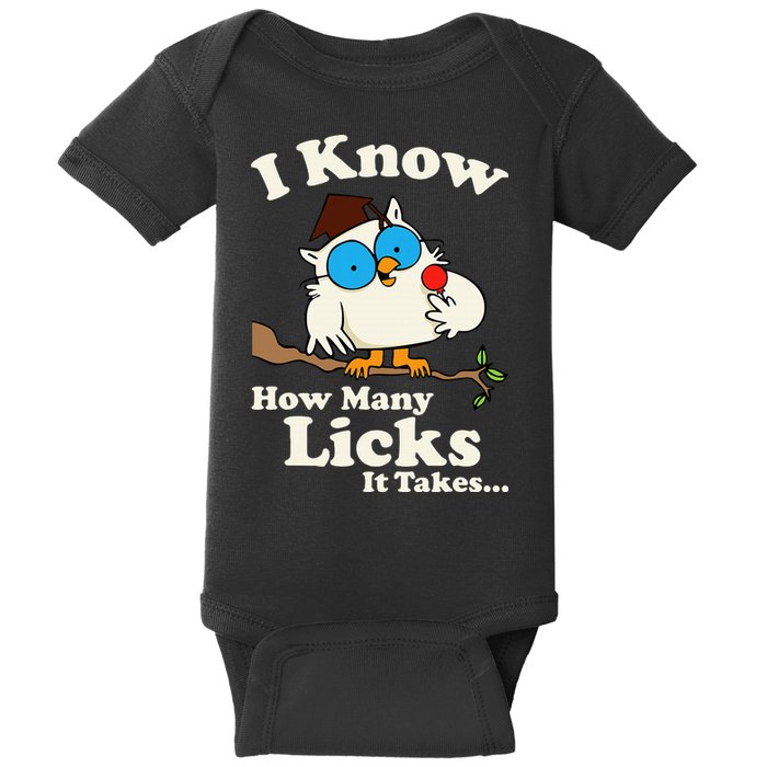 Funny Vintage I Know How Many Licks It Takes Baby Bodysuit