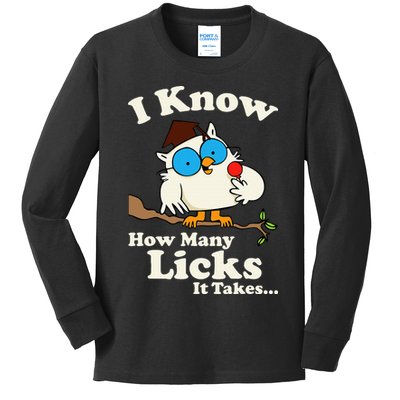 Funny Vintage I Know How Many Licks It Takes Kids Long Sleeve Shirt