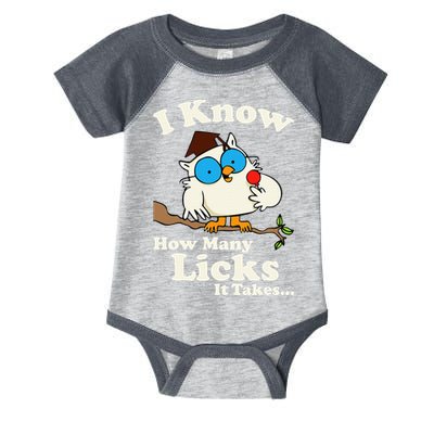Funny Vintage I Know How Many Licks It Takes Infant Baby Jersey Bodysuit