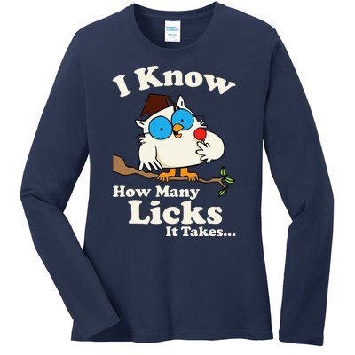 Funny Vintage I Know How Many Licks It Takes Ladies Long Sleeve Shirt