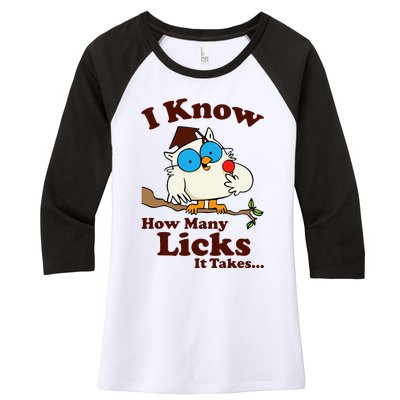 Funny Vintage I Know How Many Licks It Takes Women's Tri-Blend 3/4-Sleeve Raglan Shirt