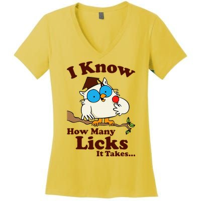 Funny Vintage I Know How Many Licks It Takes Women's V-Neck T-Shirt