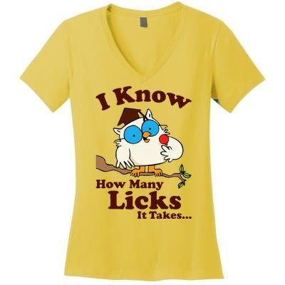 Funny Vintage I Know How Many Licks It Takes Women's V-Neck T-Shirt