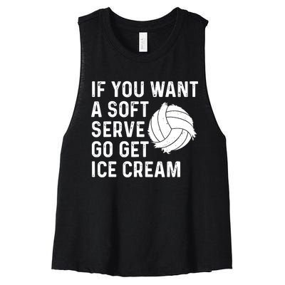 Funny Volleyball If You Want A Soft Serve Volleyball Women Women's Racerback Cropped Tank