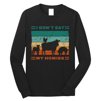 Funny Vegan I Dont Eat My Homies Vegetarian Vegan Vintage Long Sleeve Shirt