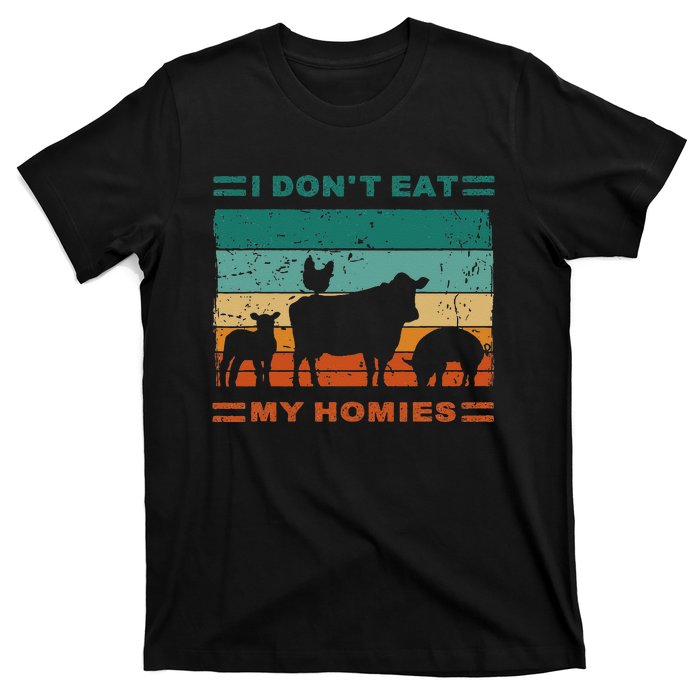 Funny Vegan I Dont Eat My Homies Vegetarian Vegan Vintage T-Shirt