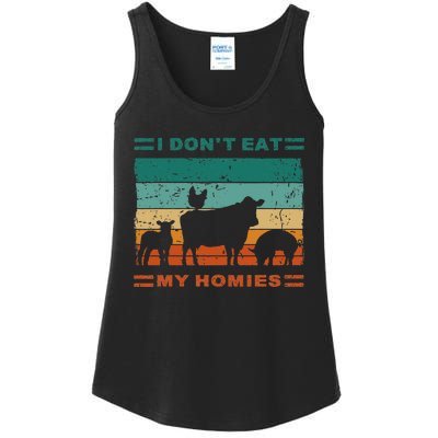 Funny Vegan I Dont Eat My Homies Vegetarian Vegan Vintage Ladies Essential Tank