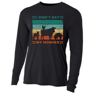 Funny Vegan I Dont Eat My Homies Vegetarian Vegan Vintage Cooling Performance Long Sleeve Crew