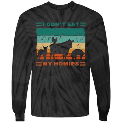 Funny Vegan I Dont Eat My Homies Vegetarian Vegan Vintage Tie-Dye Long Sleeve Shirt