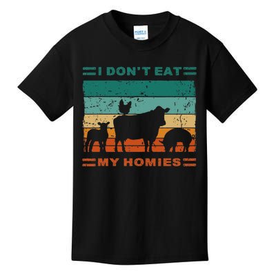 Funny Vegan I Dont Eat My Homies Vegetarian Vegan Vintage Kids T-Shirt