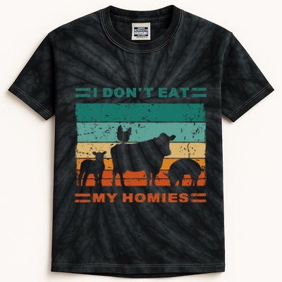 Funny Vegan I Dont Eat My Homies Vegetarian Vegan Vintage Kids Tie-Dye T-Shirt