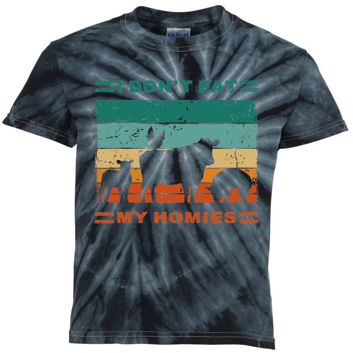 Funny Vegan I Dont Eat My Homies Vegetarian Vegan Vintage Kids Tie-Dye T-Shirt