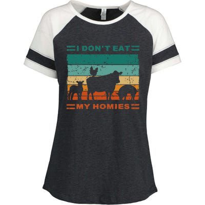 Funny Vegan I Dont Eat My Homies Vegetarian Vegan Vintage Enza Ladies Jersey Colorblock Tee