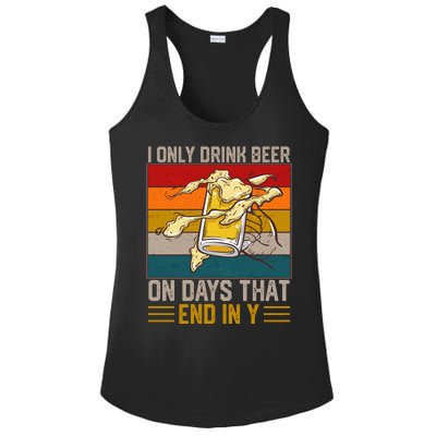 Funny Vintage I Only Drink Beer On Days That End In Y Ladies PosiCharge Competitor Racerback Tank