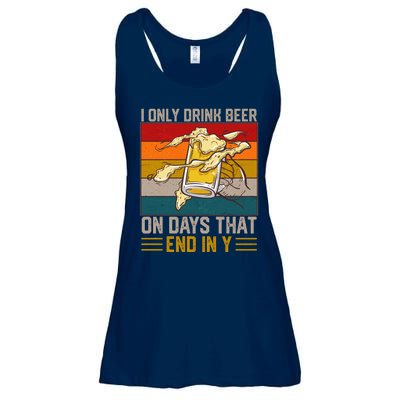 Funny Vintage I Only Drink Beer On Days That End In Y Ladies Essential Flowy Tank