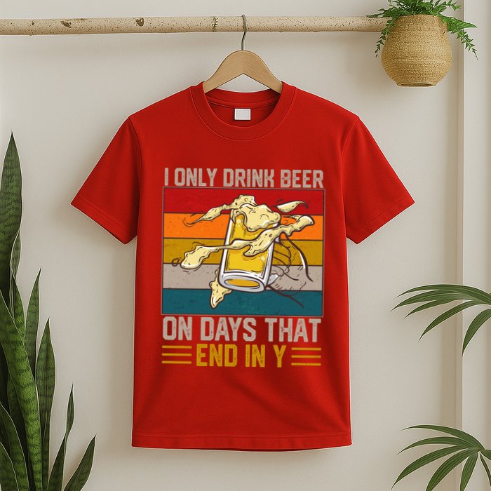 Funny Vintage I Only Drink Beer On Days That End In Y T-Shirt