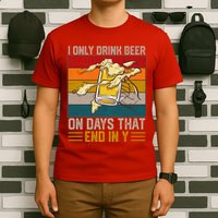 Funny Vintage I Only Drink Beer On Days That End In Y T-Shirt