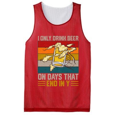 Funny Vintage I Only Drink Beer On Days That End In Y Mesh Reversible Basketball Jersey Tank