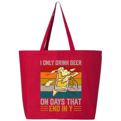 Funny Vintage I Only Drink Beer On Days That End In Y 25L Jumbo Tote