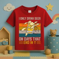 Funny Vintage I Only Drink Beer On Days That End In Y Toddler T-Shirt