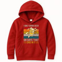 Funny Vintage I Only Drink Beer On Days That End In Y Kids Hoodie