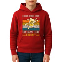 Funny Vintage I Only Drink Beer On Days That End In Y Kids Hoodie