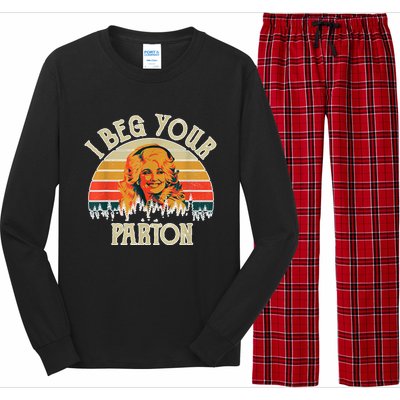 Funny Vintage I Beg Your Parton Funny Long Sleeve Pajama Set