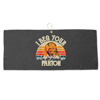 Funny Vintage I Beg Your Parton Funny Large Microfiber Waffle Golf Towel