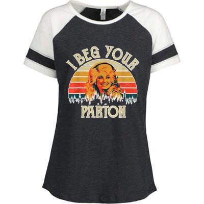 Funny Vintage I Beg Your Parton Funny Enza Ladies Jersey Colorblock Tee