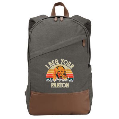 Funny Vintage I Beg Your Parton Funny Cotton Canvas Backpack