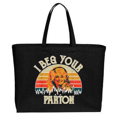 Funny Vintage I Beg Your Parton Funny Cotton Canvas Jumbo Tote